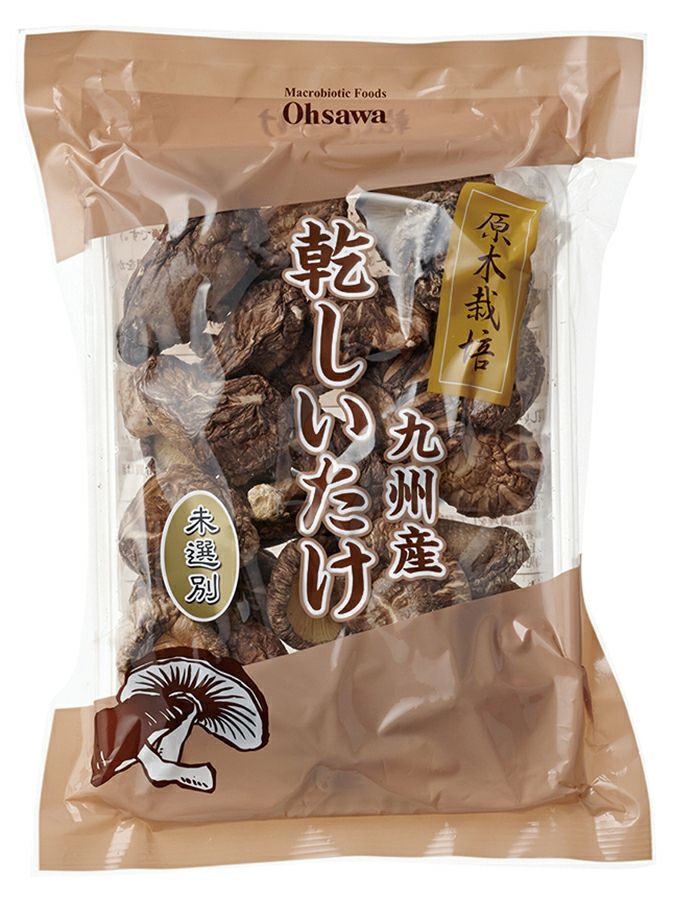 【オーサワの九州産乾しいたけ(未選別) 90g】大きさ色々の干ししいたけはお料理に重宝（オーサワジャパンの乾物）