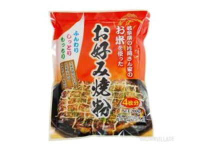 【お米を使ったお好み焼粉200g（桜井】　小麦不使用、動物性原料不使用、でもモッチモチのフワフワ