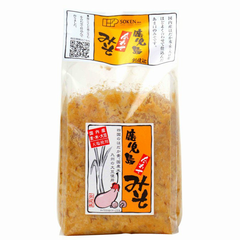 鹿児島合わせみそ 1kg（創健社）＜塩分9％ひかえめタイプ＞
